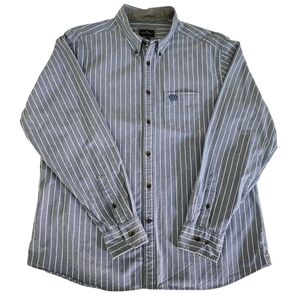 BLUE HARBOUR Blue & White Striped Button-Down Shirt Slim Fit xl